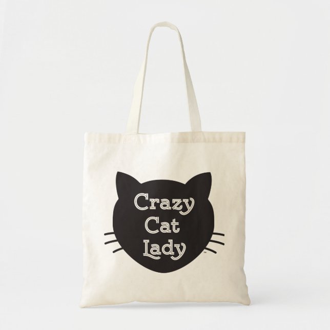 Verrückte Katzen-Dame Tote Bag Tragetasche (Vorne)