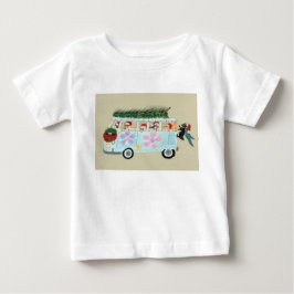 Verrückte Katzen in ihrem Weihnachts-Hippie-Van Baby T-shirt
