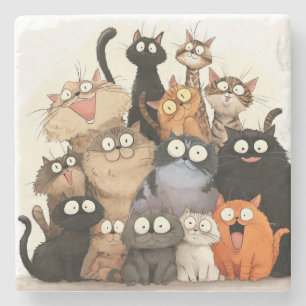 Verrückte Katzen Zusammen+ Steinuntersetzer