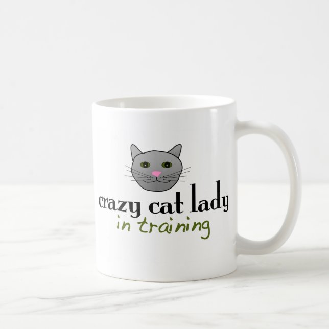 Verrückte Katzendame im Training Kaffeetasse (Rechts)