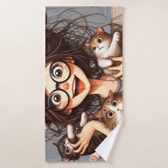 Verrückte Katzenlady  Badehandtuch (Badehandtuch)