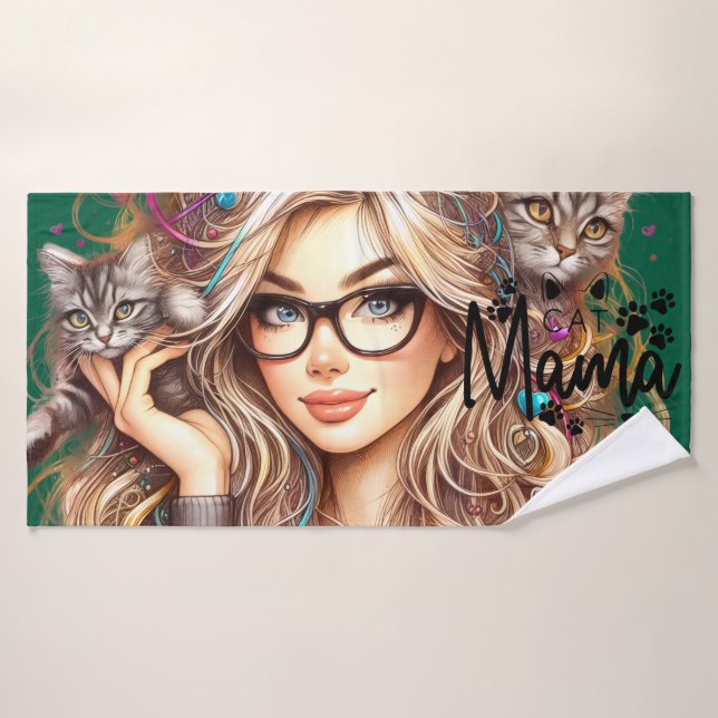 Verrückte Katzenlady  Badehandtuch (Badehandtuch)