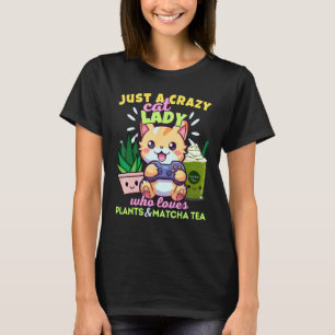 Verrückte Katzenlady, die Gaming-Pflanzen Matcha L T-Shirt
