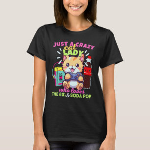 Verrückte Katzenlady, die Gaming Soda Pop und die T-Shirt