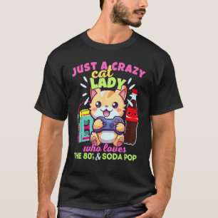 Verrückte Katzenlady, die Gaming Soda Pop und die T-Shirt
