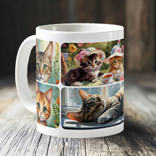 Verrückte Katzenlady Fine Art Collage Kaffeetasse