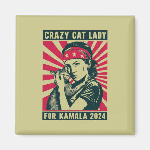 Verrückte Katzenlady für Kamala 2024  Magnet