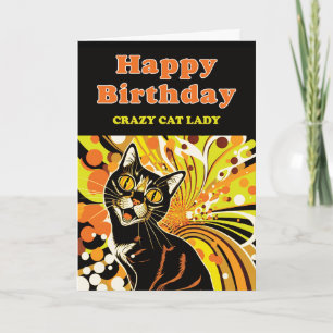 Verrückte Katzenlady-Geburtstag Karte