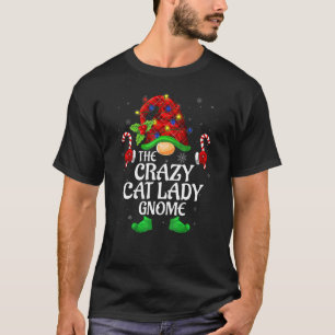 Verrückte Katzenlady Gnom Büffel Rot passende Fami T-Shirt