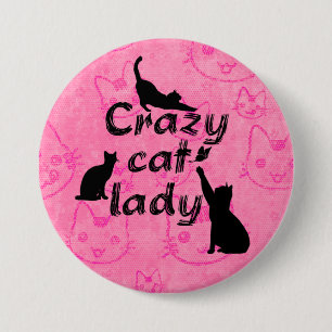 Verrückte Katzenlady Lustig Spielende Katzen Button