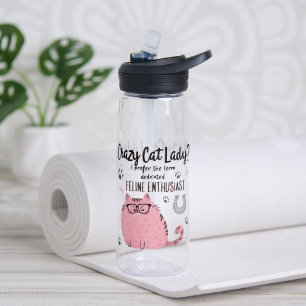 Verrückte Katzenlady? Lustiges Katzenliebhaber-Ges Trinkflasche