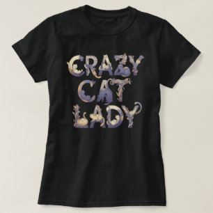 Verrückte Katzenlady Schwarz T-Shirt