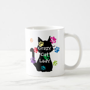 Verrückte Katzenlady Schwarze Katze und bunte bema Tasse