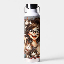 Verrückte Katzenlady Trinkflasche