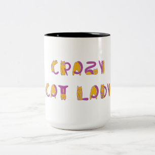 Verrückte Katzenlady Zweifarbige Tasse