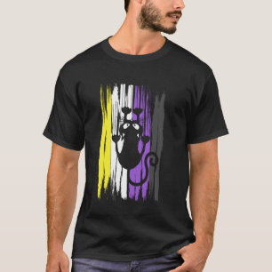 Verrückte kletternde Katze Nonbinärer Stolz Lustig T-Shirt