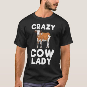 Verrückte-Kuh-Dame-Bauernhof-Tier-Farm-T-Shirt T-Shirt
