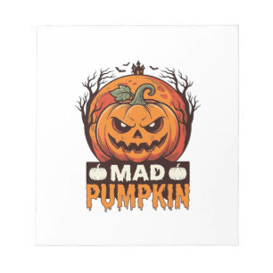 Verrückte Kürbis Halloween Vintage Gravur Design_1 Notizblock
