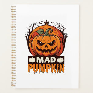 Verrückte Kürbis Halloween Vintage Gravur Design_1 Planer