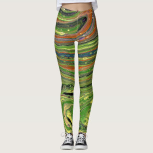 Verrückte Liebe 3 grün gestreifte abstrakte Leggin Leggings