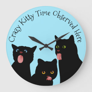 Verrückte Miezekatze-Zeit-Katzen-Uhr Große Wanduhr