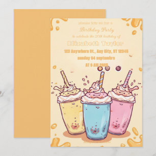 Verrückte Milkshake-Party-Einladung – Bunt Süß Einladung