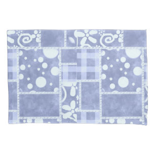 Verrückte Patchworkarbeit Blau kariert Floral Pers Kissenbezug