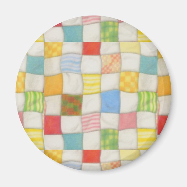 VERRÜCKTE PATCHWORKARBEIT Runde Magnet (Vorne)