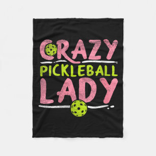 Verrückte Pickleball-Dame Damen lustiger Pickle Ba Fleecedecke