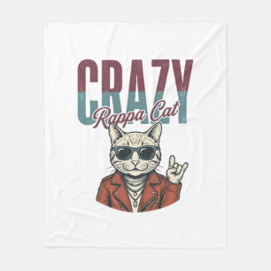 Verrückte Rappa-Katze Vintage-Stich T-Shirt Design Fleecedecke