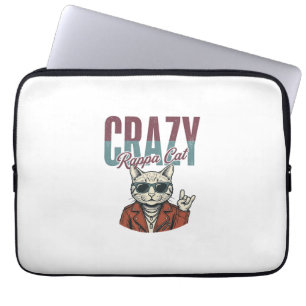 Verrückte Rappa-Katze Vintage-Stich T-Shirt Design Laptopschutzhülle