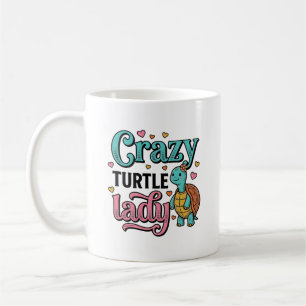Verrückte Schildkröten-Dame Vintage-Stich-Design_1 Kaffeetasse