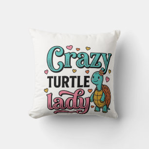 Verrückte Schildkröten-Dame Vintage-Stich-Design_1 Kissen