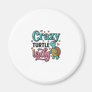 Verrückte Schildkröten-Dame Vintage-Stich-Design_1 Magnet