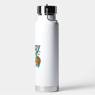 Verrückte Schildkröten-Dame Vintage-Stich-Design_1 Trinkflasche