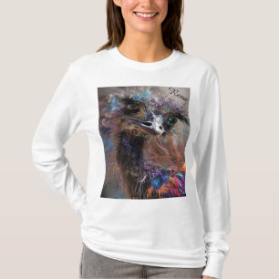 Verrückte Strauß-Personalisierte Rückseite T-Shirt