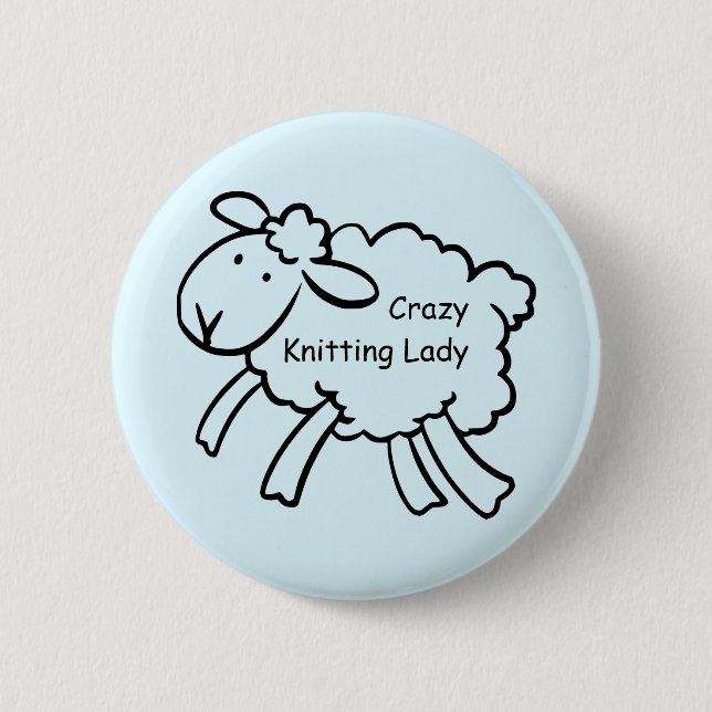 Verrückte strickende Dame Badge Button (Vorderseite)