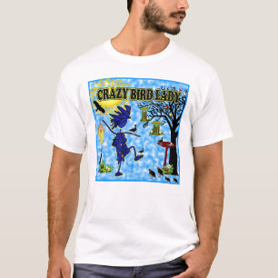 Verrückte Vogel-Dame Design T-Shirt
