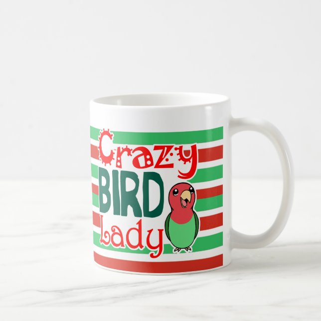 Verrückte Vogeldame Tasse (Rechts)