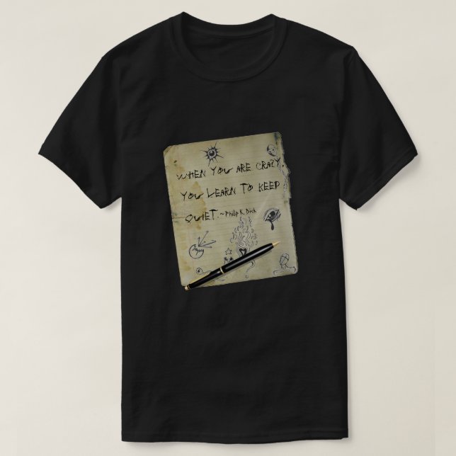 "Verrückte" Zitat-Schmutz-Gekritzel T-Shirt (Design vorne)