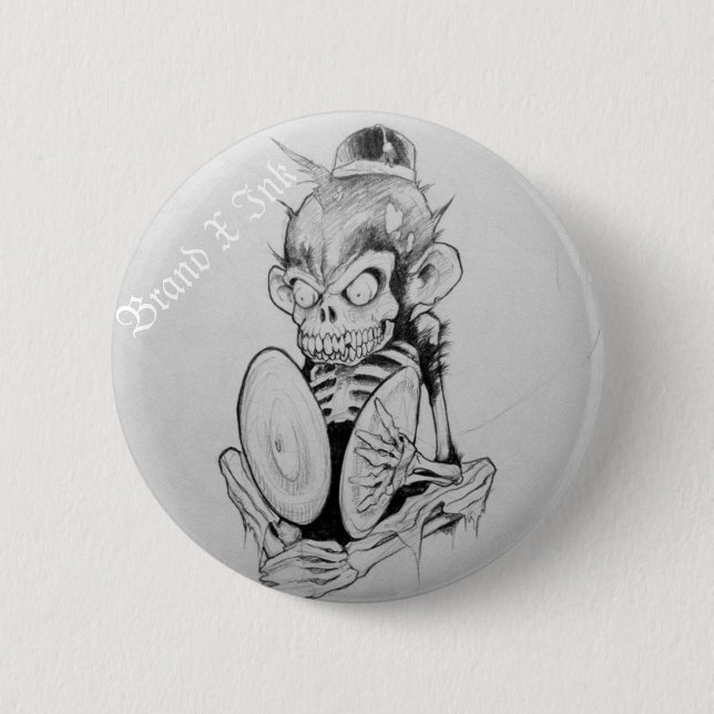 Verrückter Affe-Knopf Button (Vorderseite)