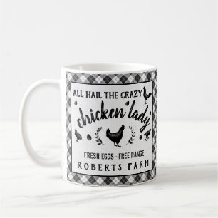 Verrückter Bauernhof Huhn-Damen-Hen Plaid Country Kaffeetasse