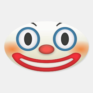Verrückter Clown Emoji Ovaler Aufkleber