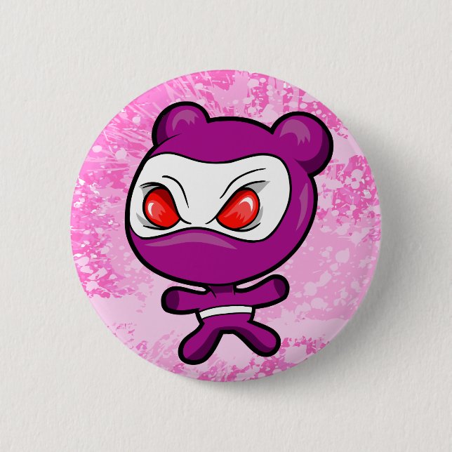 Verrückter Eisbär-Krieger Ninja Knopf Button (Vorderseite)