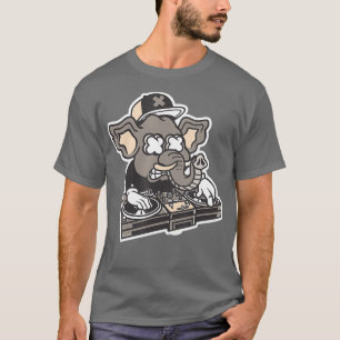Verrückter Elefant DJ Techno Musik Bass Tanzen T-Shirt