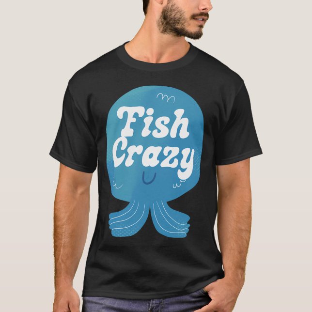 Verrückter-Fisch-Abzeichen T-Shirt (Vorderseite)