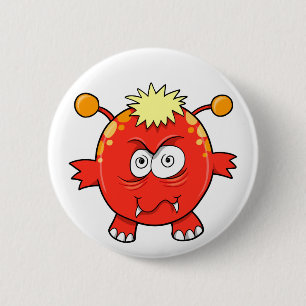 Verrückter geisteskranker kleiner Monster- Knop Button