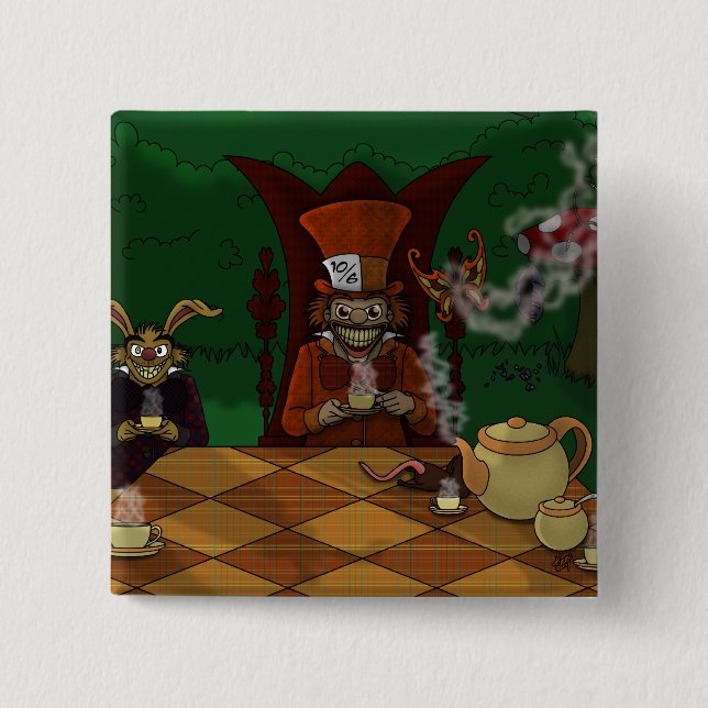 Verrückter Hatters Teeparty  Button (Vorderseite)