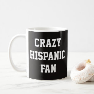 Verrückter hispanischer Fan, lustiger Basketball m Kaffeetasse
