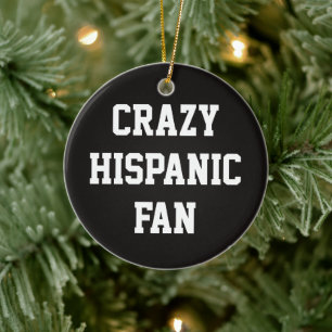 Verrückter hispanischer Fan, lustiger Basketball m Keramik Ornament